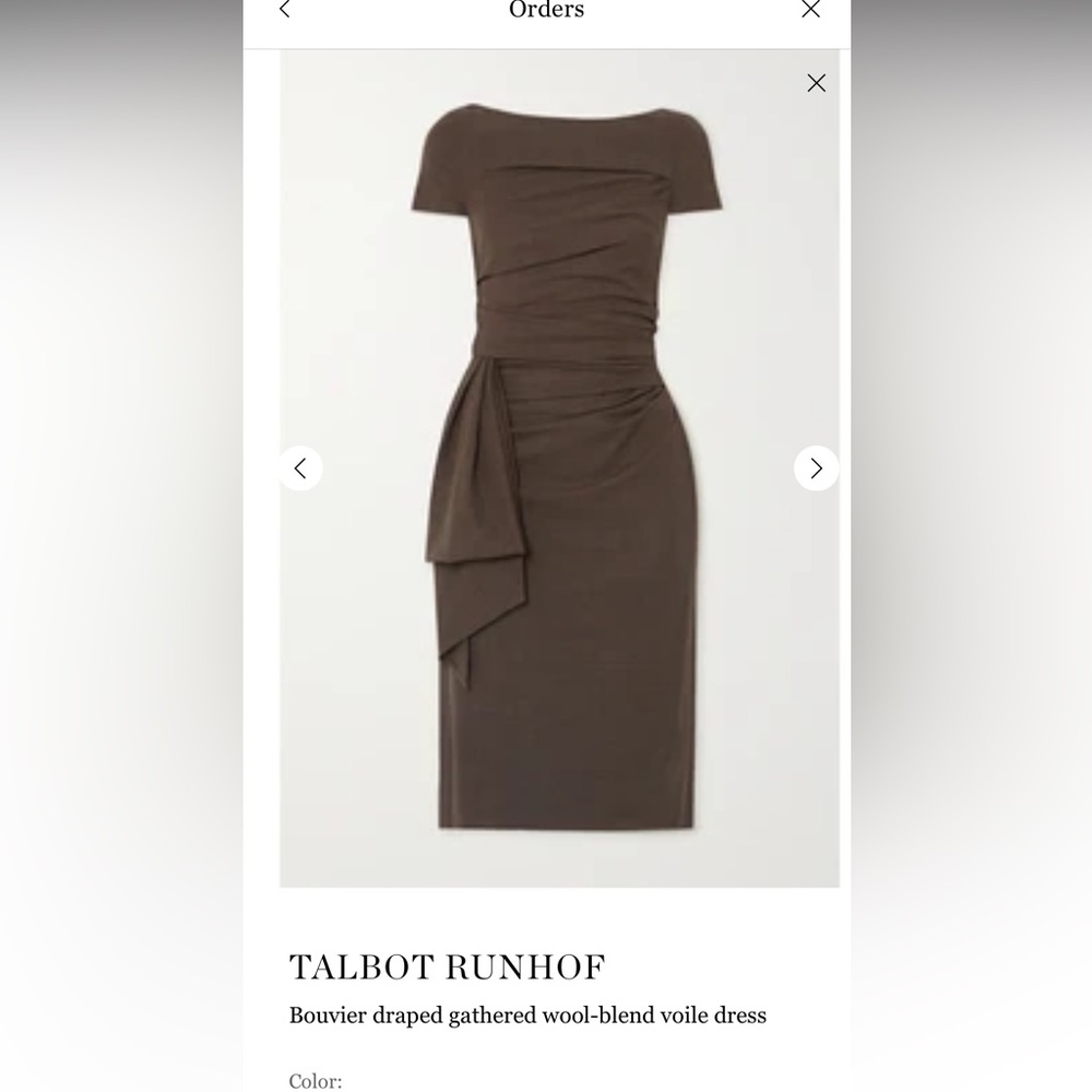 Talbot Runhof Chocolate Brown Wool Dress